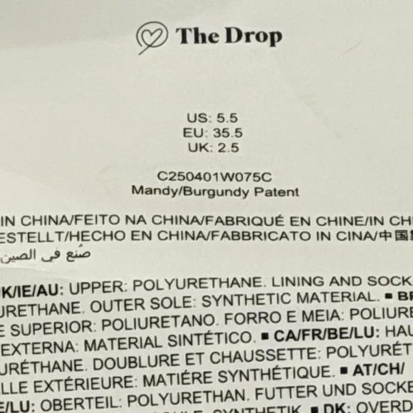 NIB Women’s The Drop Mandy Patent Mules Slipon Heels Burgundy 5.5/8.5/9.5 - Picture 8 of 8